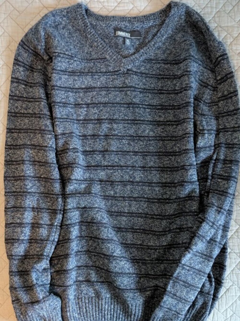 Commerce Mens V neck Sweater Blue XL